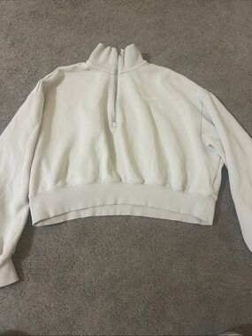 Nike Women's Half-Zip Cropped Sweatshirt - Cream